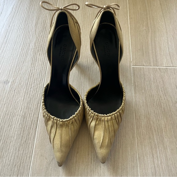 ORIGINAL GUCCI Gold Pointed Toe D’Orsay HeelSize 6 1/2 - Picture 2 of 13